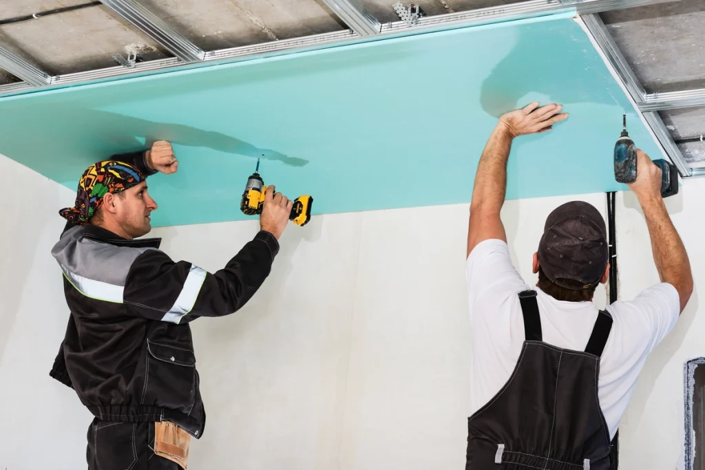 Moisture-resistant damp proof plasterboard in bathroom installation